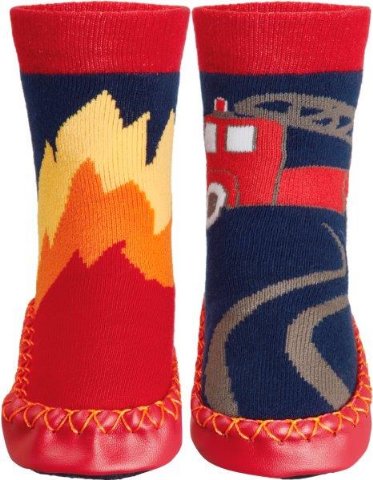 Playshoes Hüttenschuh Feuerwehr Rot Blau