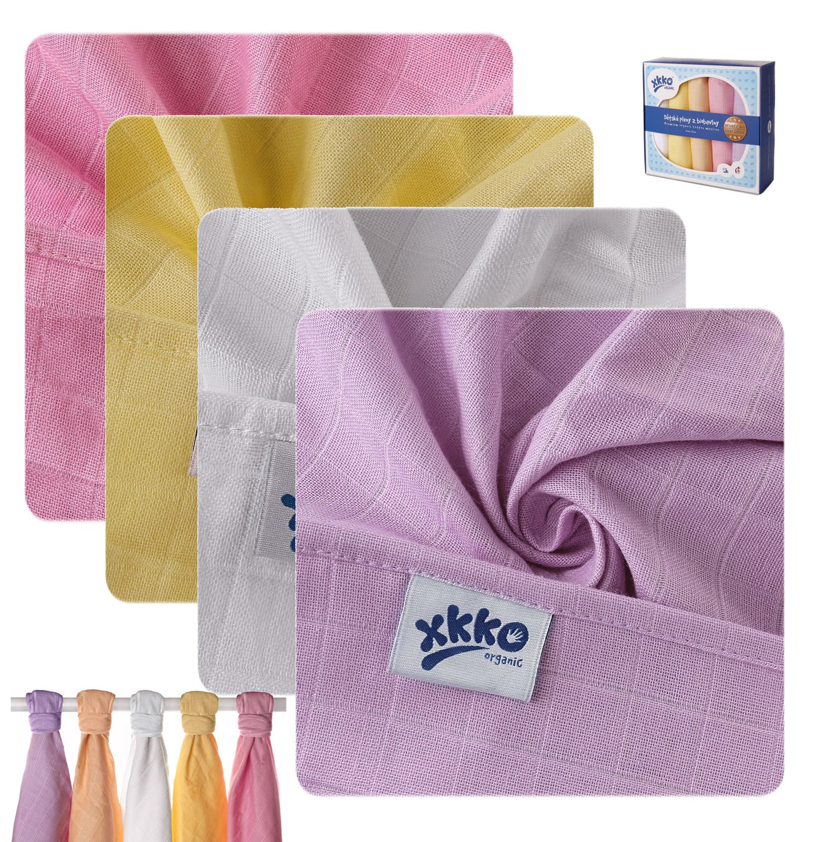 XKKO Bio Baumwolle Mullwindeln 5er Pack 70x70 cm