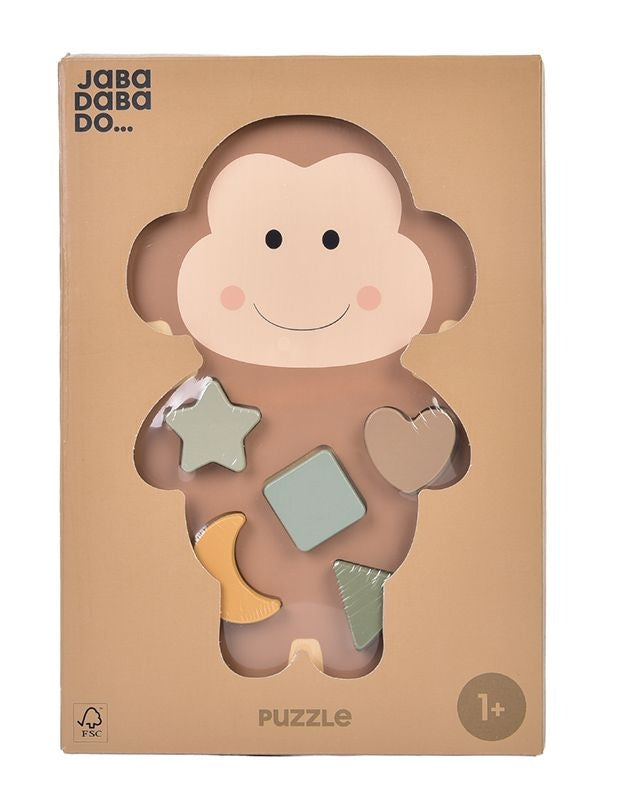 Jabadabado Baby Holzpuzzle Äffchen braun 12m+