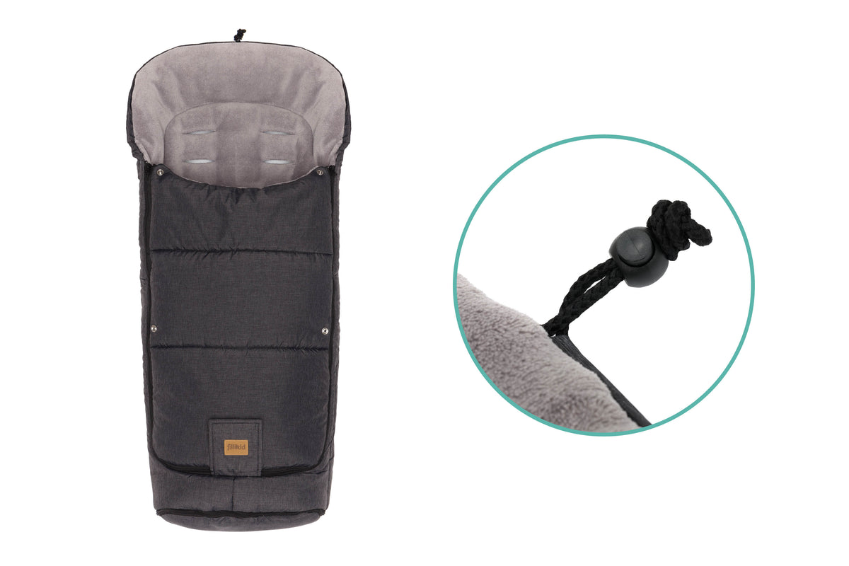 Fillikid Kinderwagen Winter Fußsack Peak Melange Dunkelgrau