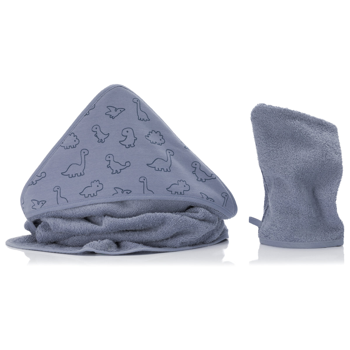 Fillikid Kapuzenbadetuch Set Dinos Blau 100x100cm