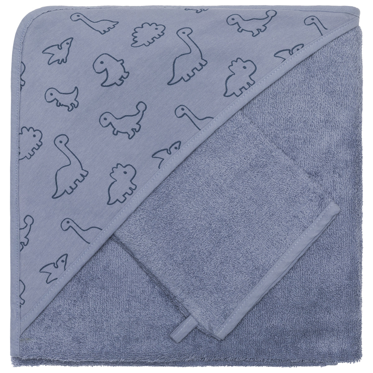 Fillikid Kapuzenbadetuch Set Dinos Blau 100x100cm