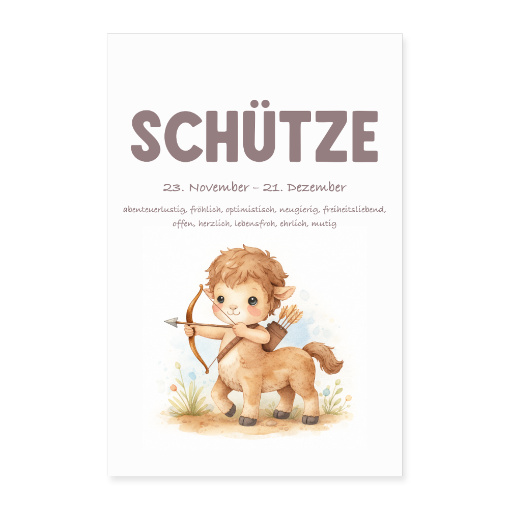 Baby Sternzeichen Poster Schütze 40x60 cm - Weiß