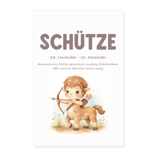 Baby Sternzeichen Poster Schütze 40x60 cm - Weiß