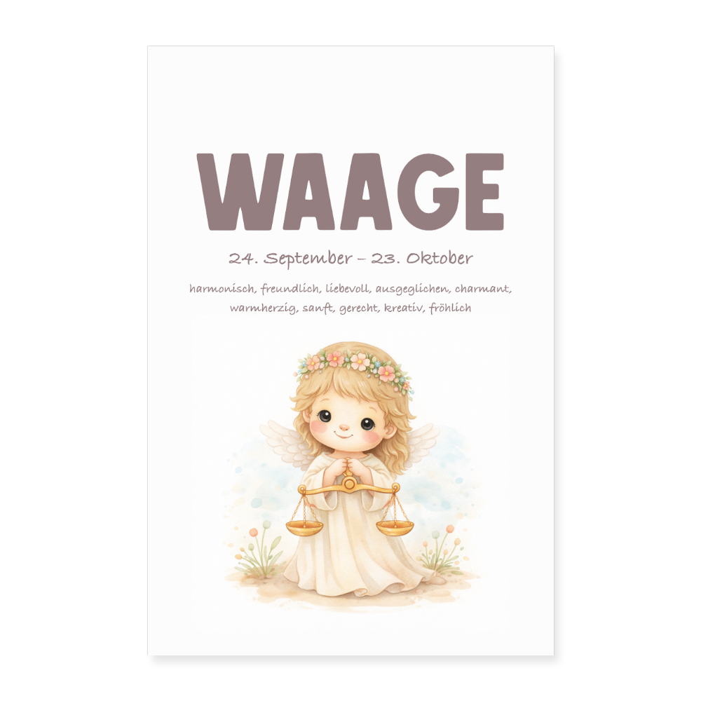 Baby Sternzeichen Poster Waage 40x60 cm - Weiß