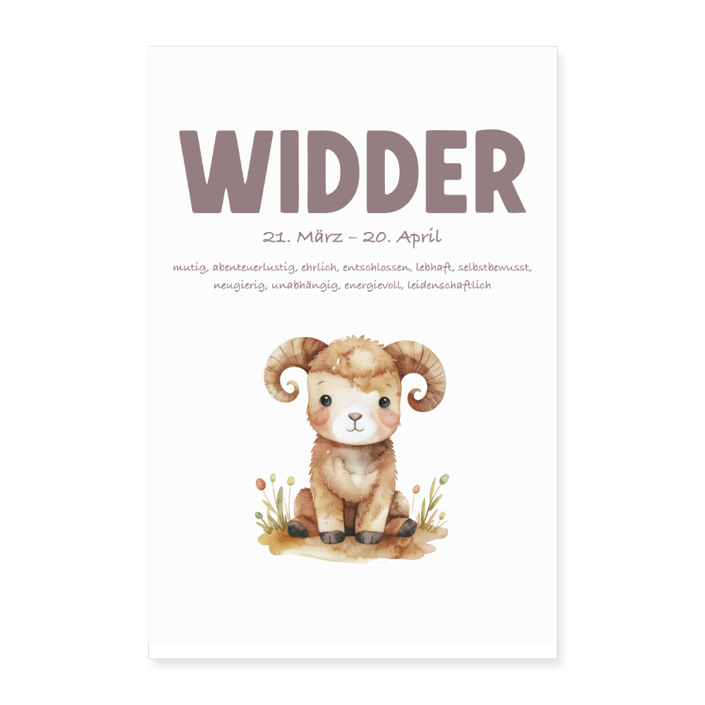 Baby Sternzeichen Poster Widder 40x60 cm - Weiß