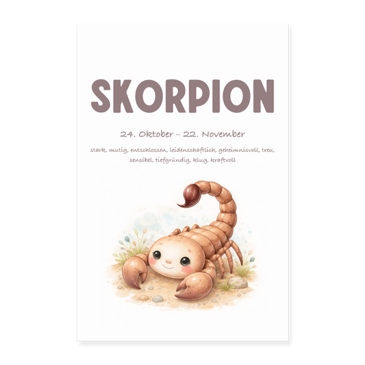 Baby Sternzeichen Poster Skorpion 40x60 cm - Weiß