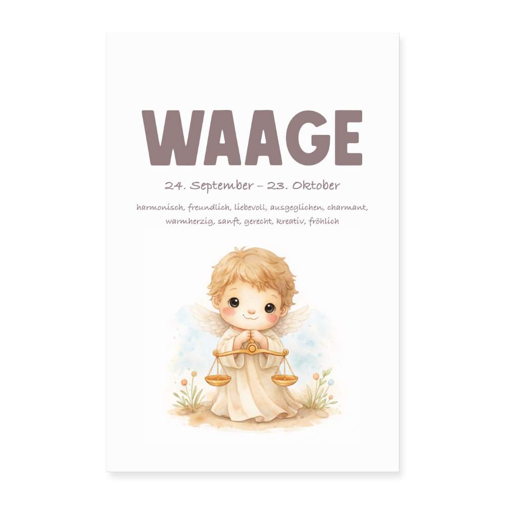 Baby Sternzeichen Poster Waage 40x60 cm - Weiß