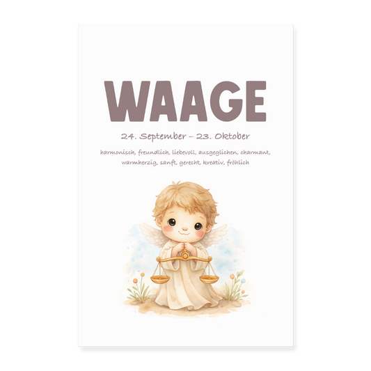Baby Sternzeichen Poster Waage 40x60 cm - Weiß