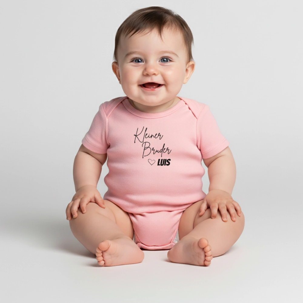 Baby Bio-Kurzarm-Body Kleiner Bruder - Rosa