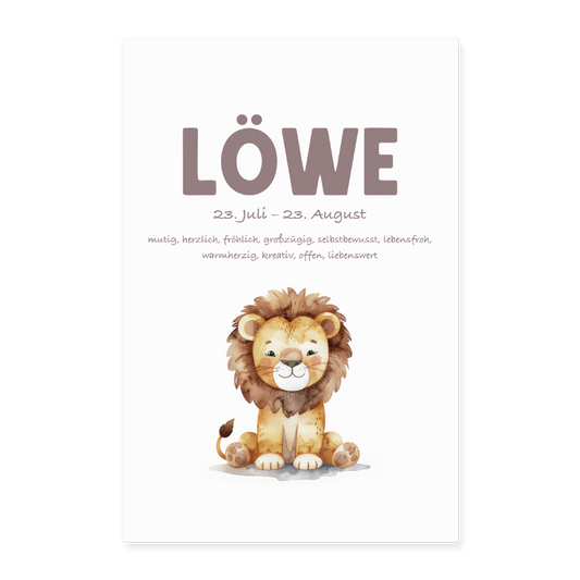 Baby Sternzeichen Poster Löwe 40x60 cm - Weiß