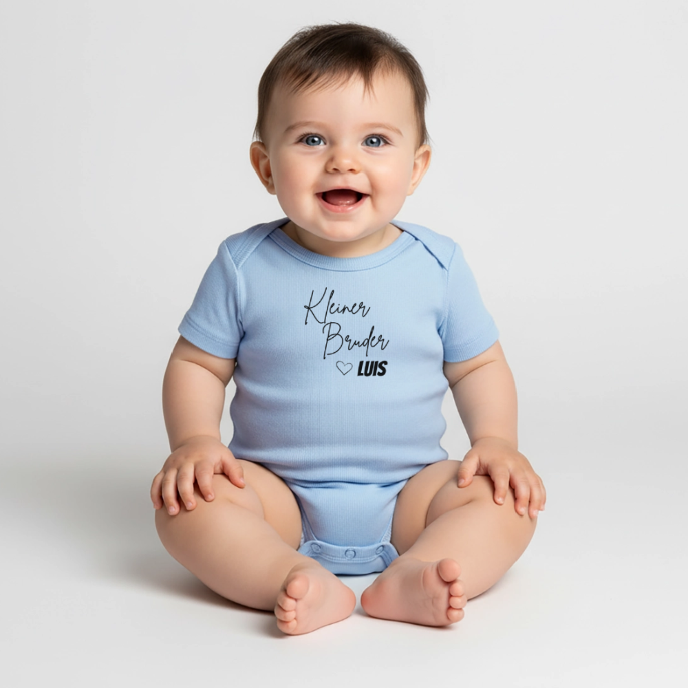 Baby Bio-Kurzarm-Body Kleiner Bruder - Hellblau