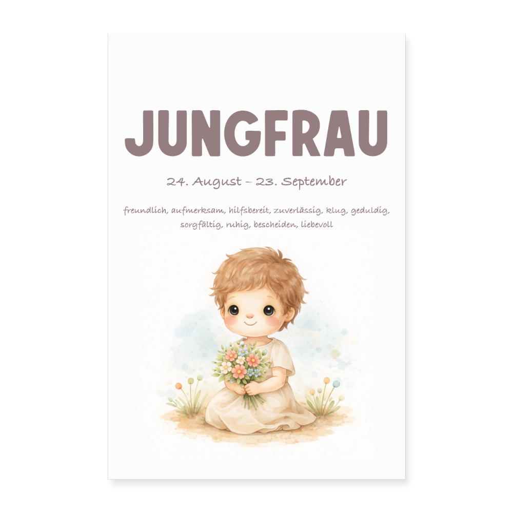 Baby Sternzeichen Poster Jungfrau 40x60 cm - Weiß