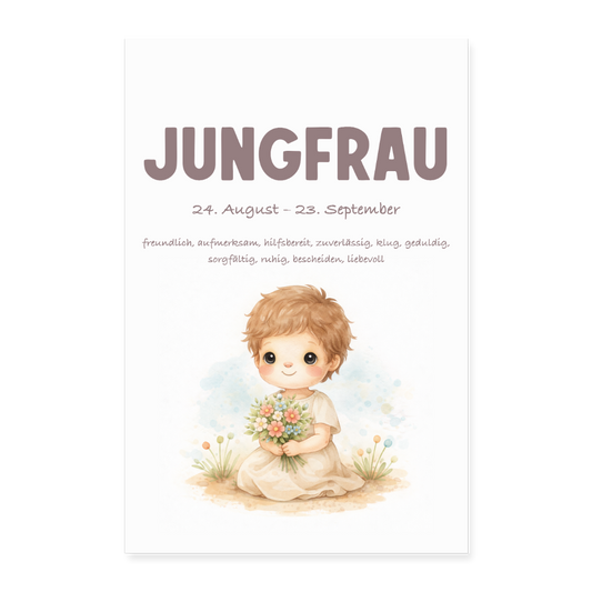 Baby Sternzeichen Poster Jungfrau 40x60 cm - Weiß