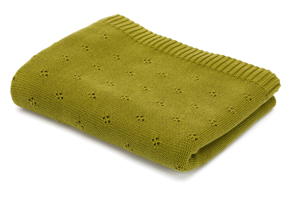 fillikid Baumwoll Strickdecke Baby Kuscheldecke Moosgrün