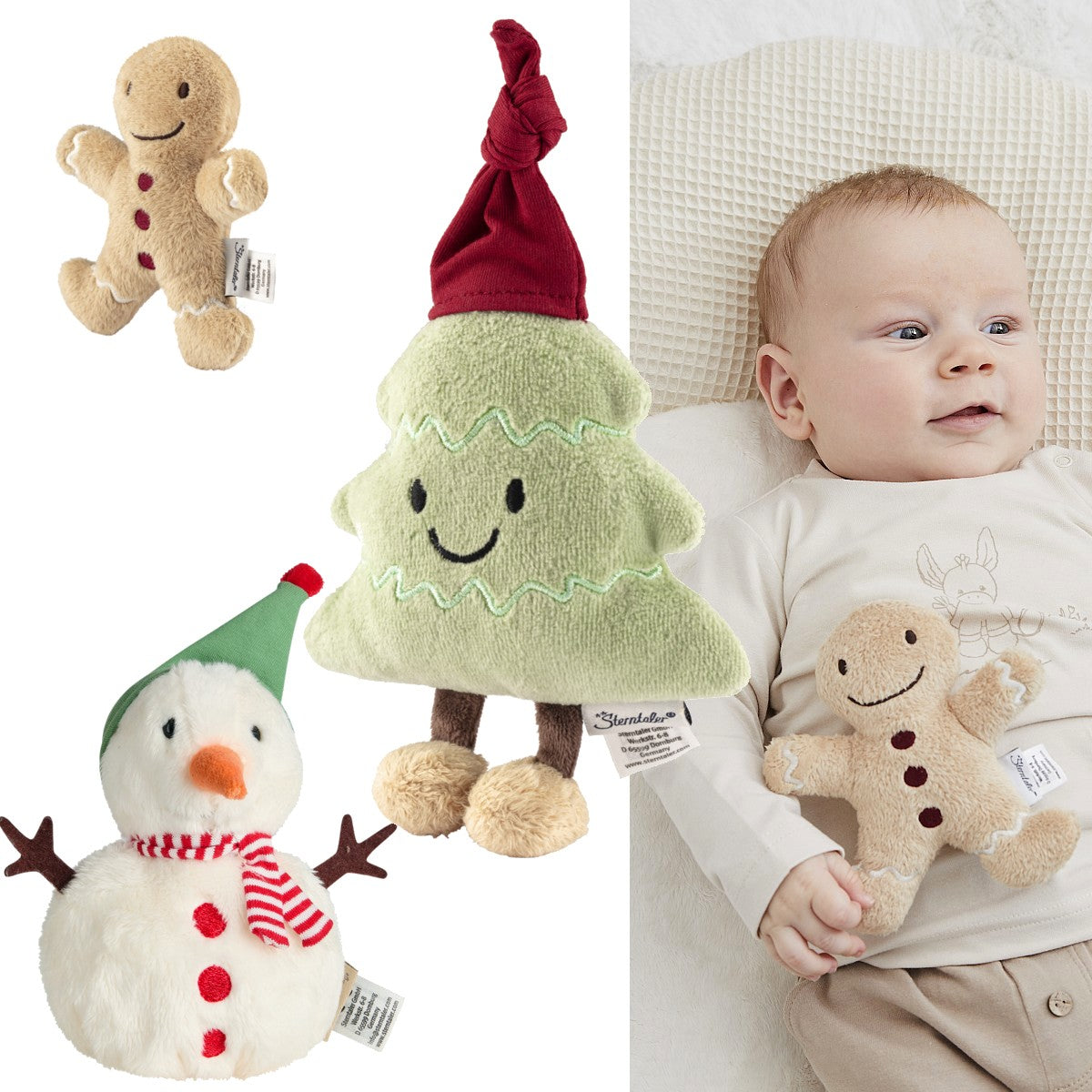 Sterntaler Babygreifling Weihnachten mit Rassel oder Knisterpapier 0M+