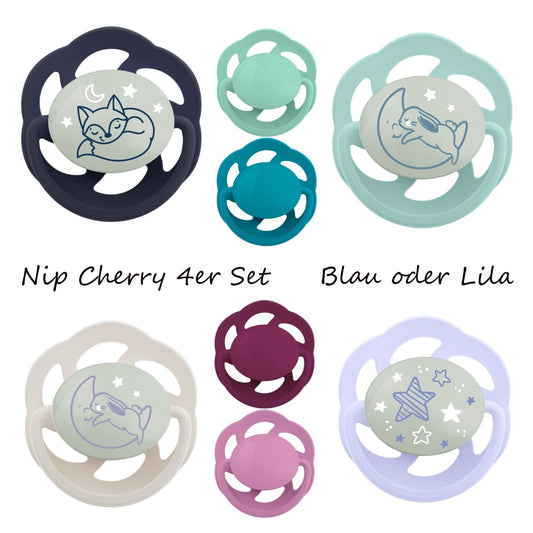 NIP Cherry 4er Mix Pack Schnuller Latex Kirschform Naturform Sauger