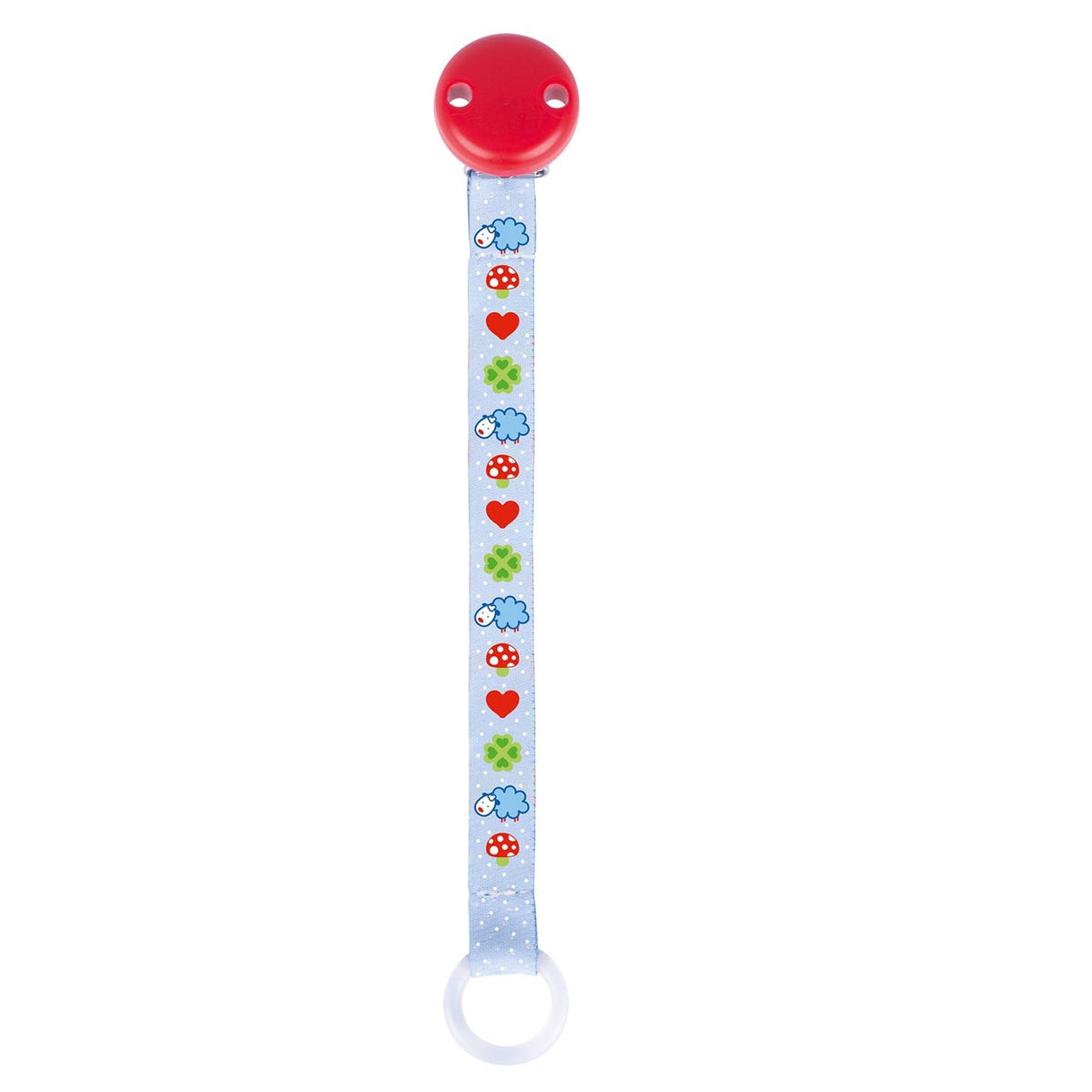 Heimess Baby Textil Schnullerband mit Clip & Silikonring