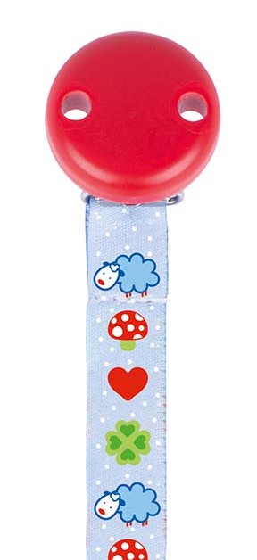 Heimess Baby Textil Schnullerband mit Clip & Silikonring
