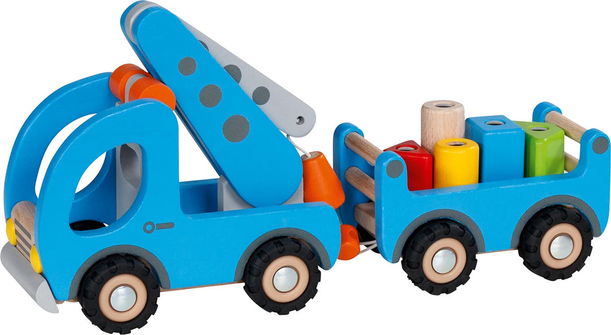 Goki Kranwagen mit Anhänger und magnetischer Ladung 3J+
