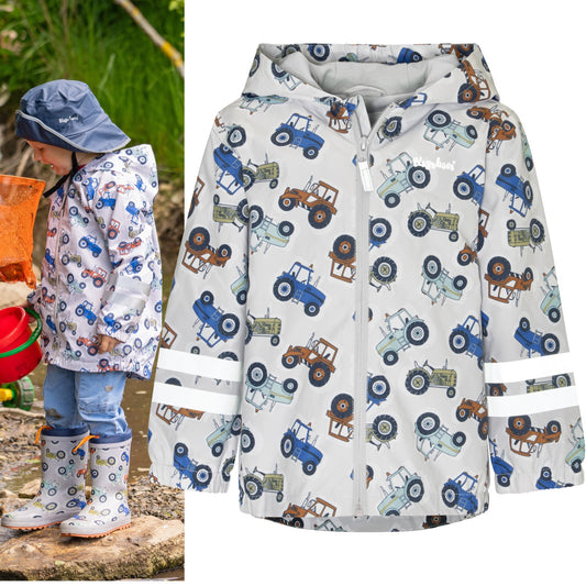 Playshoes Kinder Regenjacke Traktor Grau