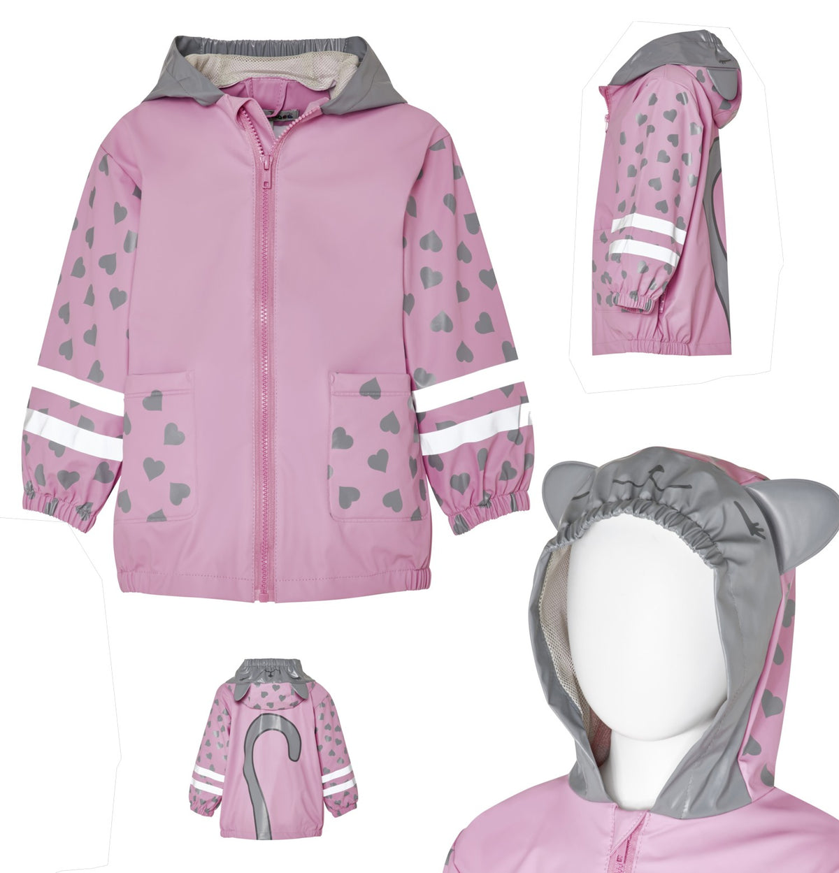 Playshoes Kinder Regenjacke Katze Rosa