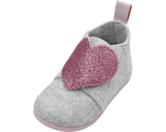 Playshoes Filz Hausschuhe Glitzerherz