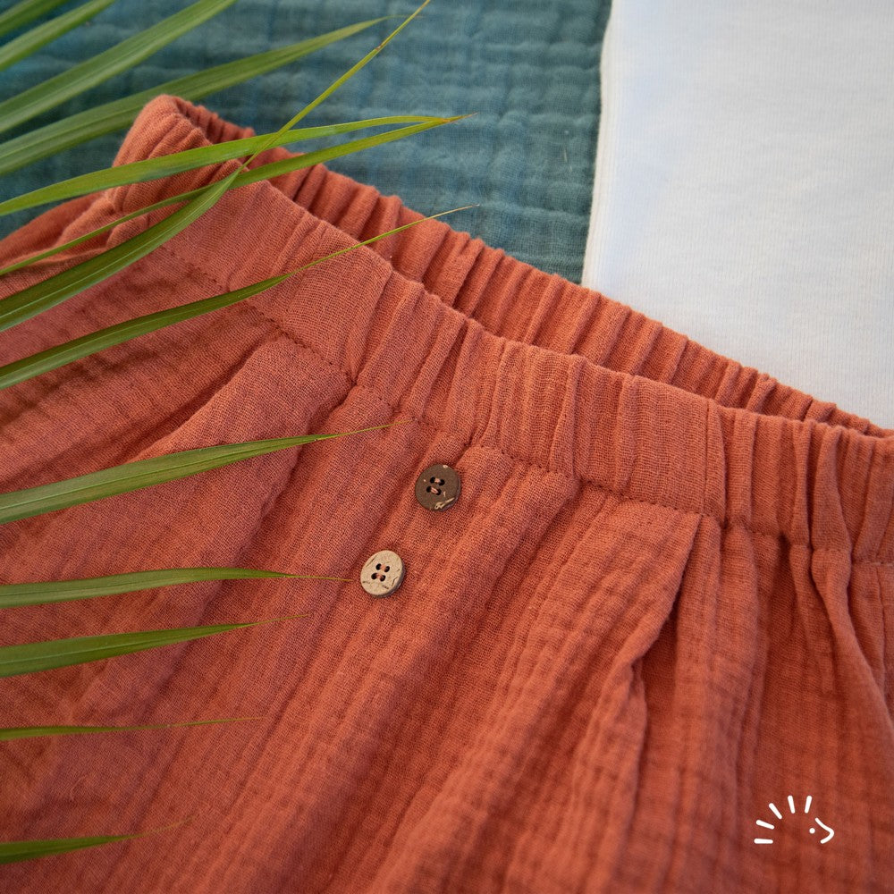 Iobio Sommer Hose Musselin Ziegel Rot