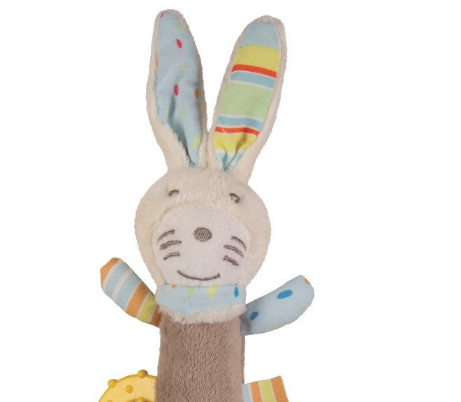 Baby-Nova Stabquietsche Hase Beige Bunt 3m+