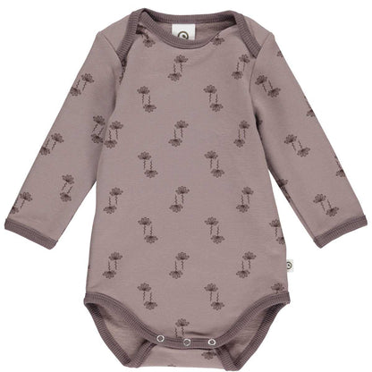 müsli Silent Langarm Babybody Girl Sparrow Mauve/Braun