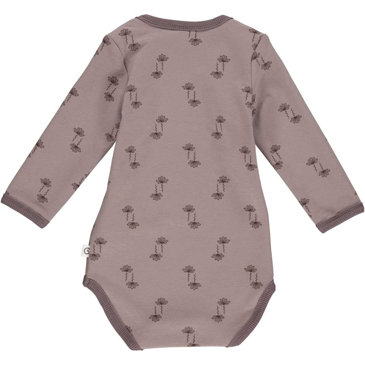 müsli Silent Langarm Babybody Girl Sparrow Mauve/Braun