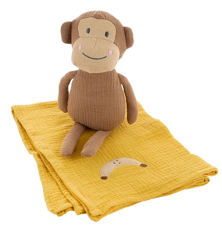 Jabadabado Baby Geschenkset Äffchen mit Bananendecke