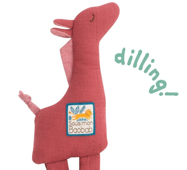 Moulin Roty Stoffrassel mit Holzring Sous mon Baobab Giraffe Bibiscus