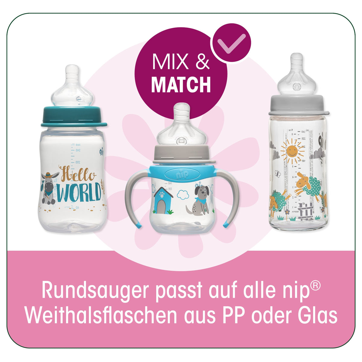 NIP Weithals Trinkssauger Silikon Cherry Rund