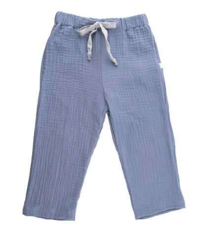 iobio Musselin Lange Sommerhose Graublau mit Tunnelzug