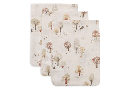 Jollein Mull Waschhandschuh 15x20cm - Tiny Park 3er Pack