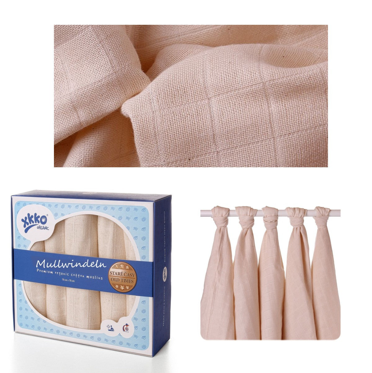 XKKO Bio Baumwolle Mullwindeln 5er Pack 70x70 cm
