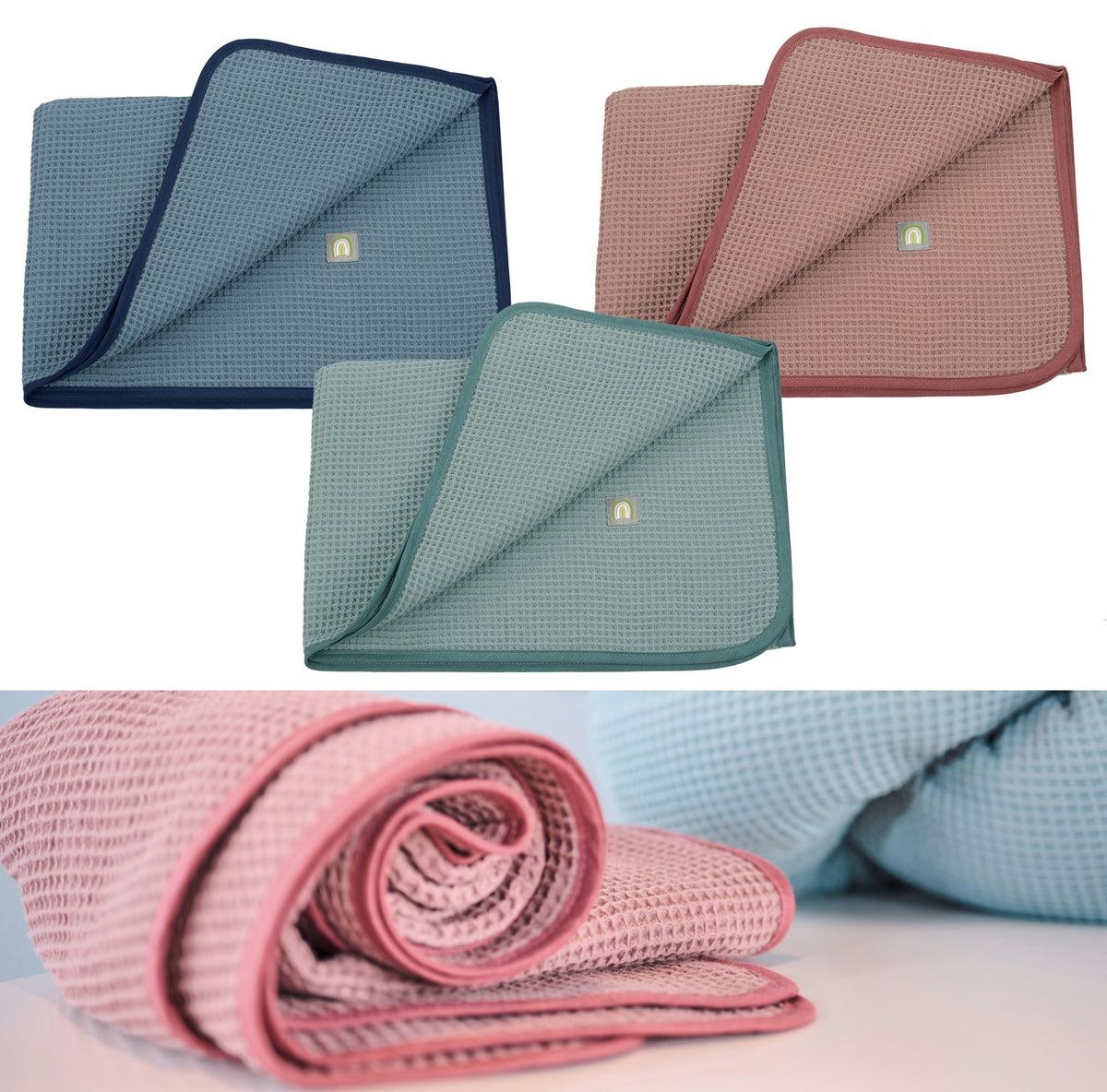 Odenwälder Babynest Waffelpiqué Kuscheldecke aus reiner Baumwolle