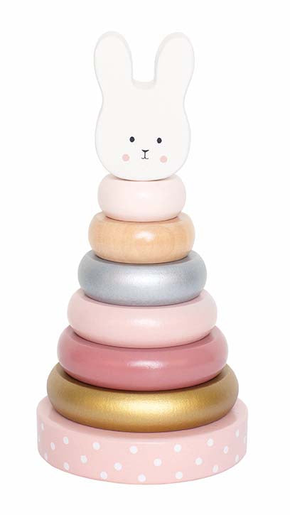 Jabadabado Stapelringe Turm Hase Gold Rosa