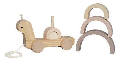 Jabadabado Holz Steckspiel & Nachziehtier Schnecke mit Bausteinen 18m+