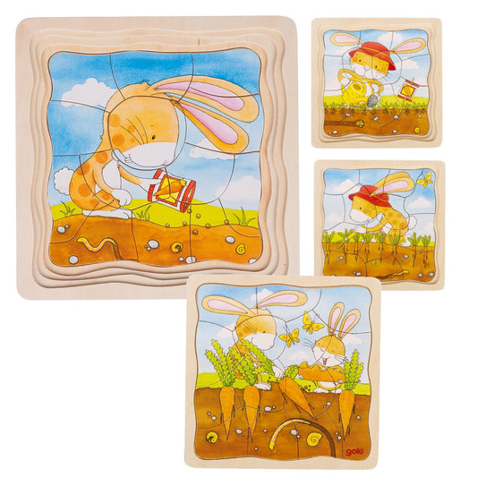 Goki 4in1 Schichtenpuzzle Unser Gemüsebeet 3J+