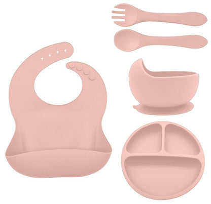 fillikid Baby Geschirr Silikon Set 4-tlg.  Lätzchen, Besteck, Teller & Schüssel