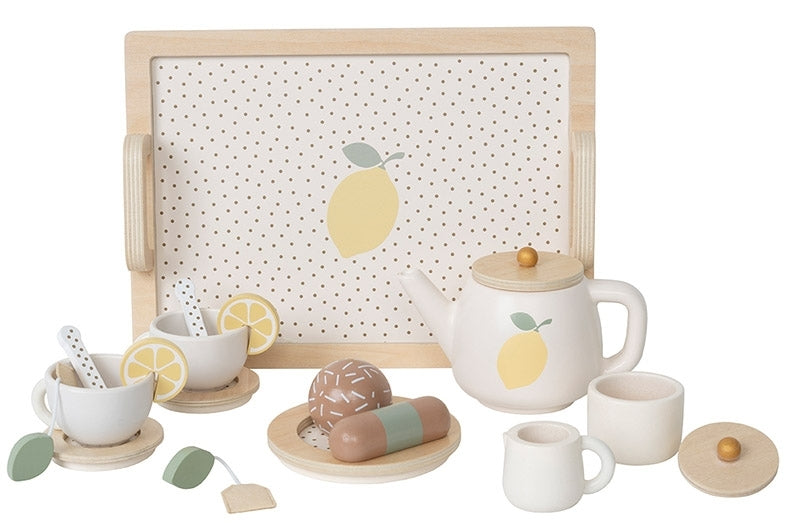 Jabadabado Kinder Puppengeschirr Afternoon Tea Spielset Zitrone aus Holz 3+