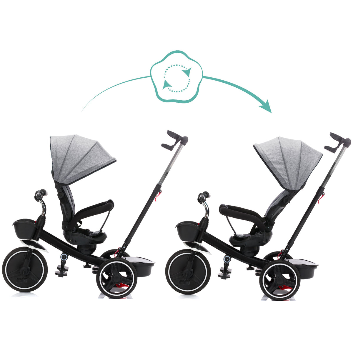 Fillikid Kinder Dreirad Niki Grau Sitz Drehbar