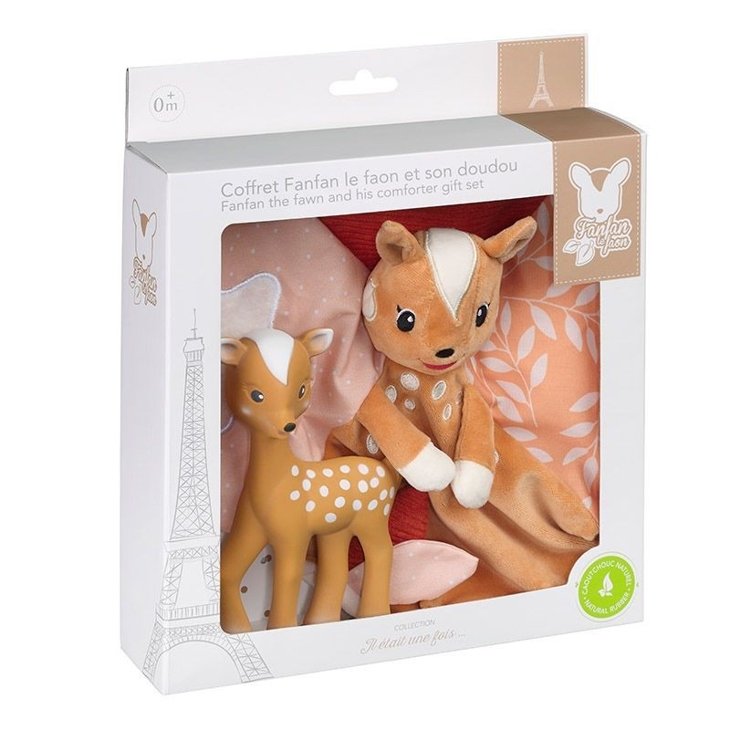 Vulli Fanfan le faon 2er Geburtsset Beißfigur Reh  + Schmusetuch m Schnullerband