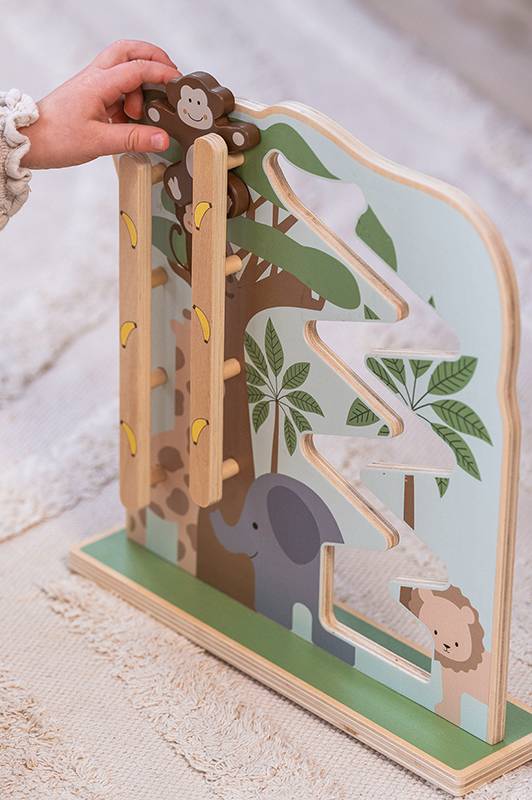Jabadabado Baby Holzspiel Kletteraffe + Bananenrutsche 12m+