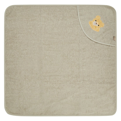 Sterntaler Kapuzenbadetuch khaki mit Löwe Leo 80x80cm