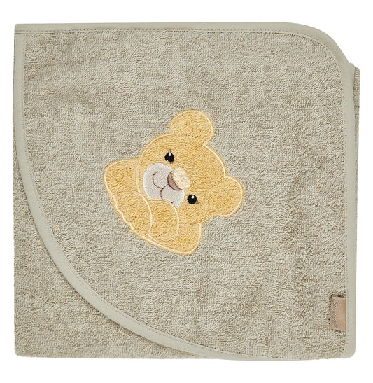 Sterntaler Kapuzenbadetuch khaki mit Löwe Leo 80x80cm
