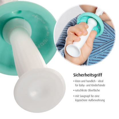 reer BabyCare Zahnputztrainer Phase 1 & 2, Türkis, 0m+