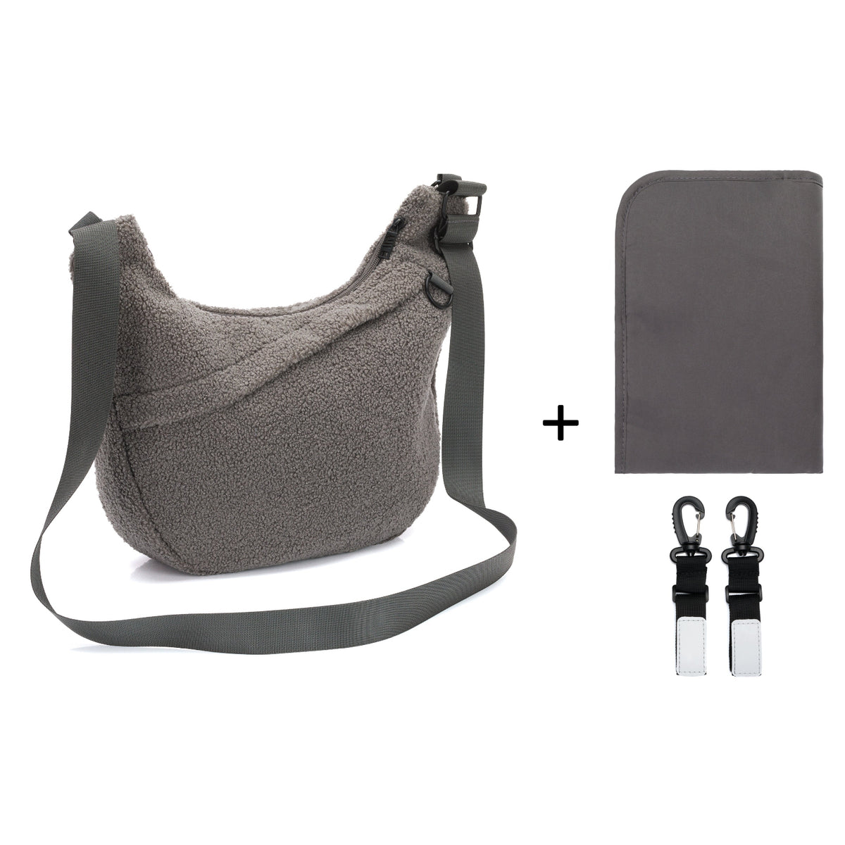fillikid Teddyplüsch Daybag Wickeltasche grau